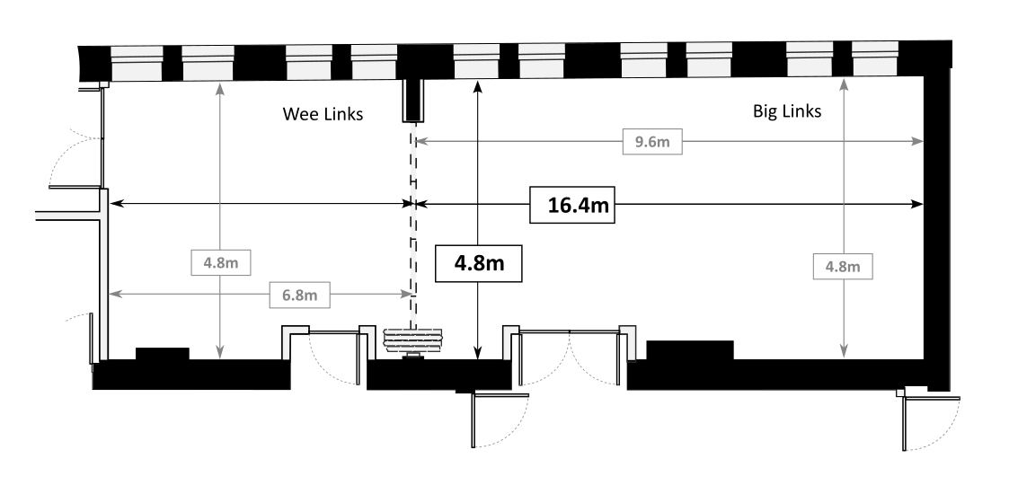 Big and Wee Links room dimensions diagram