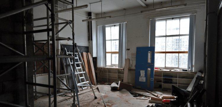A first floor room during building refurbishment